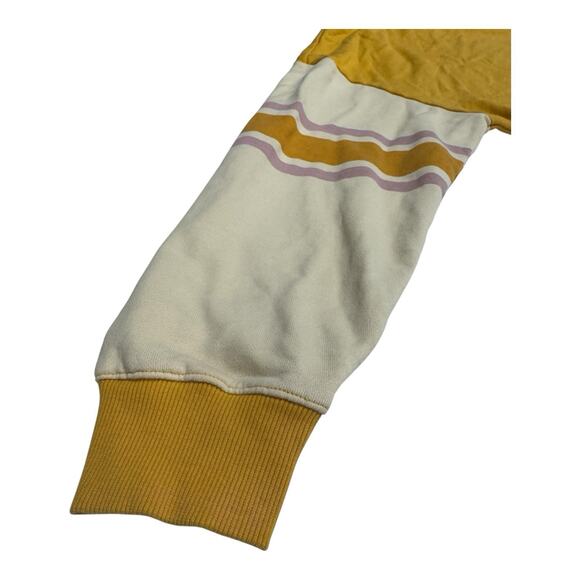 By Anthropologie Maeve L Gold Black Dog Graphic Pink Striped Sleeve Sweatshirt - Picture 5 of 8